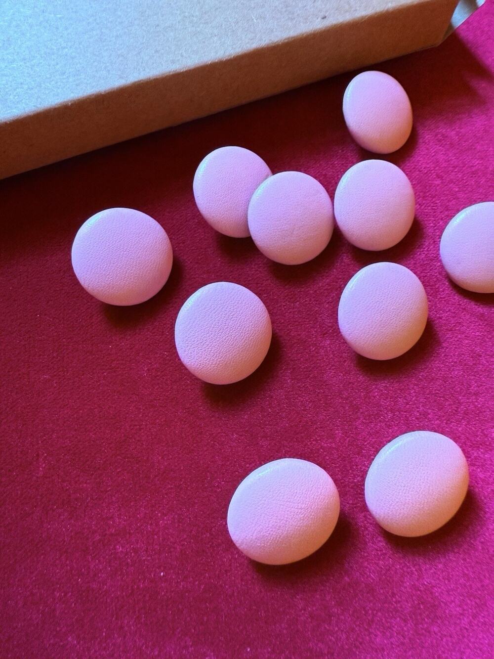 15mm Light Pink Shank Buttons 20 pcs As Leather Covered